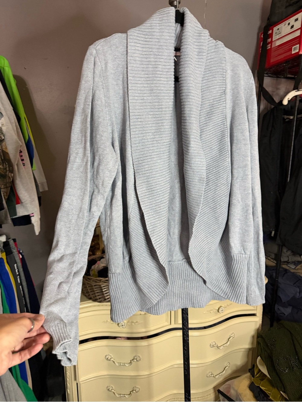 Victoria's Secret gray ribbed knit cardigan in XL